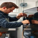 Tools arranged on a table for doorstep TV repair service.